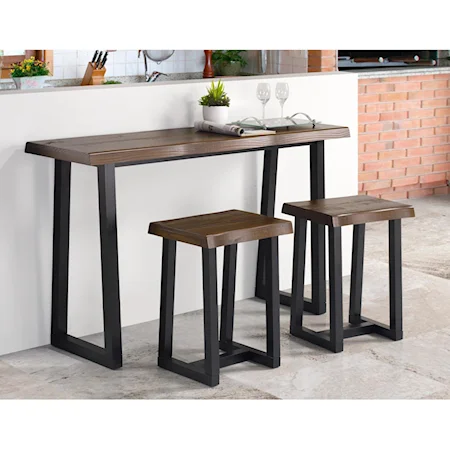 Rustic 3-Piece Counter Height Table Set with Bar Stools